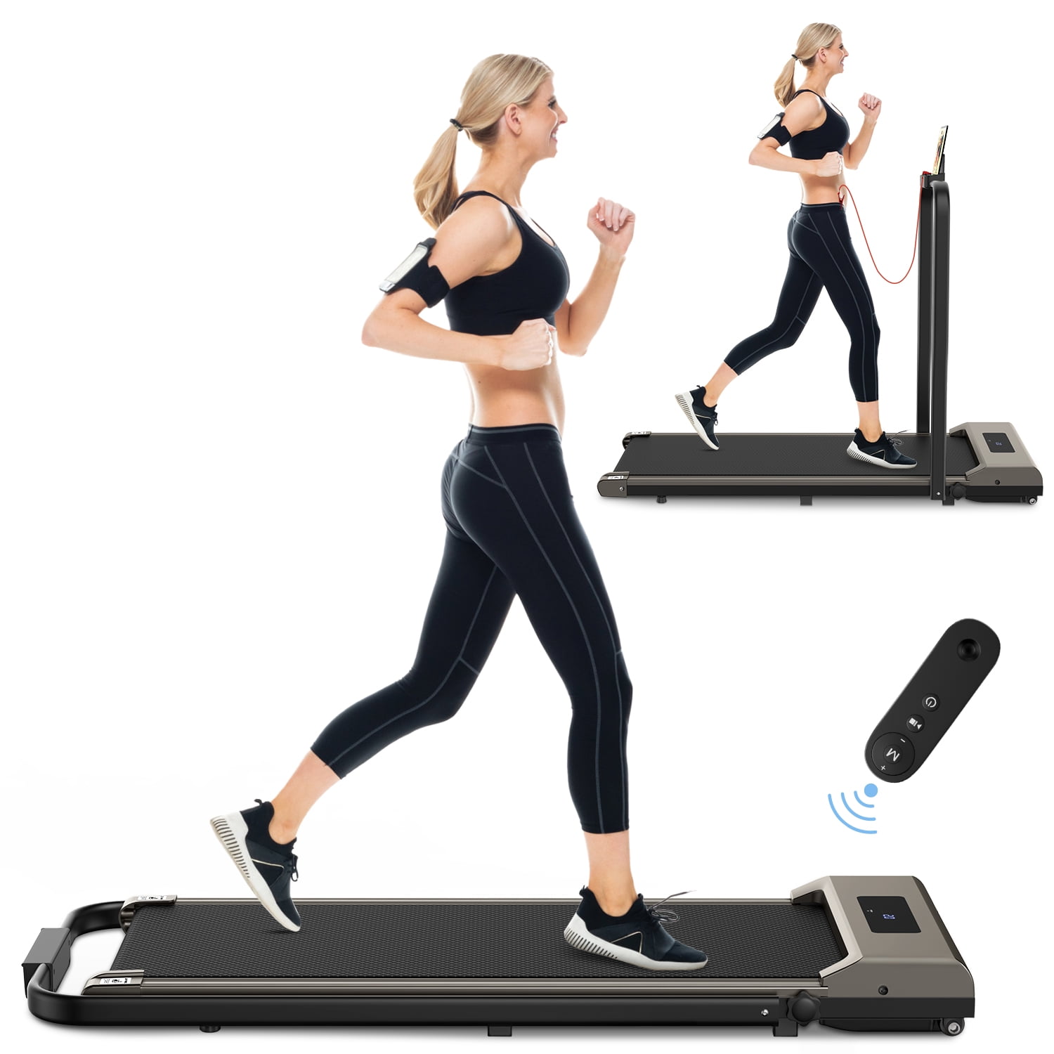 Bigzzia 1.5 HP Electric Treadmill Walking Machine with LCD Display, Under  Desk Compact Fold Treadmill 2 in 1 Walk Treadmill Pad for Home, Office 