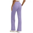 thumbnail image 4 of Women's High Waist Yoga Pants with Pockets, Stretch Athletic Workout Pants, Slim Fit Casual Flare Leggings for Running Fitness Travel Everyday Wear Purple 2XL, 4 of 9