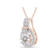 thumbnail image 2 of 6.5MM Round Cut Lab Created Moissanite Diamond Teardrop Halo Pendant Necklace In 14k Rose Gold Over Sterling Silver 18" Chain (G-H Color,VVS1 Clarity,1.20 Cttw), 2 of 7