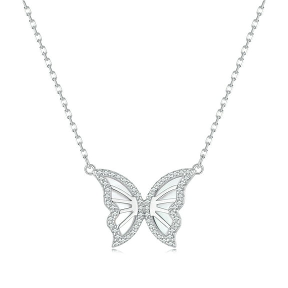 Butterfly Necklace - 925 Silver Adjustable Chain Delicate Pendant Jewelry for Women