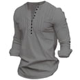 thumbnail image 4 of EHRWE Shirts For Men Fashion Neckline Button Solid Color Business Casual Long Sleeve Shirt Spring Summer Collar Fold Top Comfortable, 4 of 4