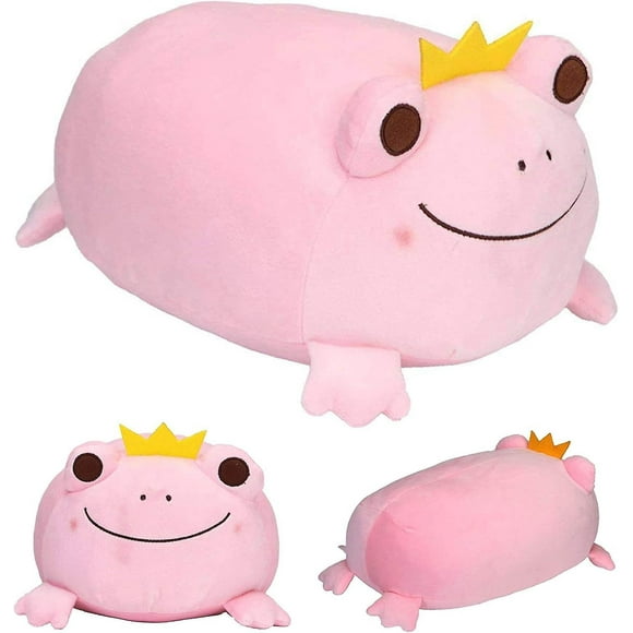 Plush Frog Stuffed Animal Frog With Crown Hugging Pillow Froggy Plushies Throw Pillow Froggie Anime Gift For Kids And Lovers (pink, 14-inch)
