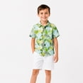 thumbnail image 3 of LittleSpring Summer Hawaiian Shirt for Little Boys Short Sleeve Button Down Shirts Casual Green Leaves 5T, 3 of 6