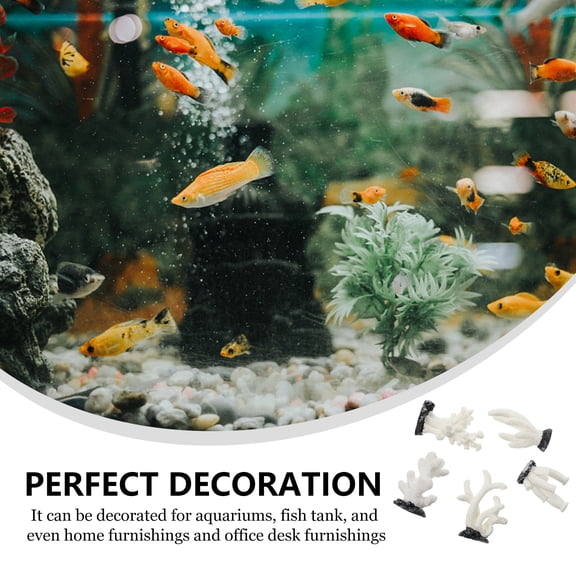 UPOUART Set of 5 Natural White Coral Aquarium Ornaments Fish Tank Decorations Supplies Accessories