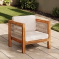 thumbnail image 2 of GZXS 30.25"W Outdoor Armchair, Weather-Resistant Acacia Wood Frame Club Chair with Beige Rope Arms & Removable Cushions, for Deck/Poolside/Balcony, Easy Assembly, 2 of 10