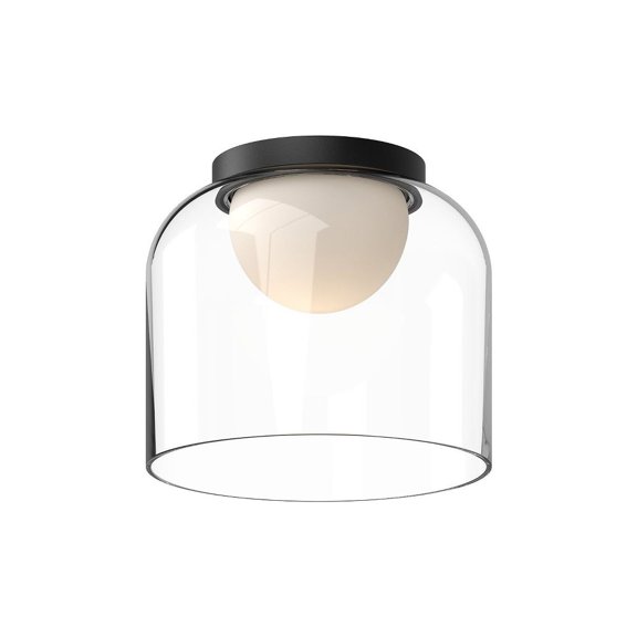 FM52508-BK/CL-Kuzco Lighting-Cedar - 13W LED Flush Mount-7.25 Inches Tall and 8 Inches Wide-Black Finish