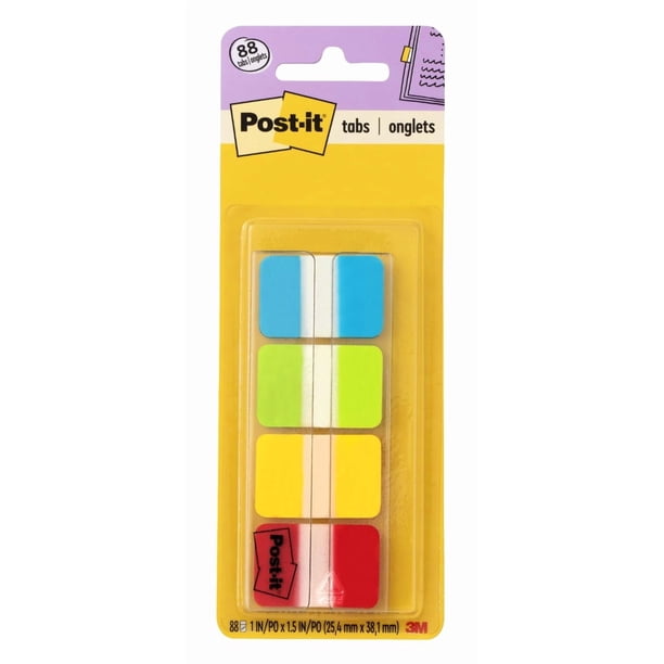 Post-it Pestañas adhesivas 2,5 x 3,8 cm, 88 unidades, colores surtidos