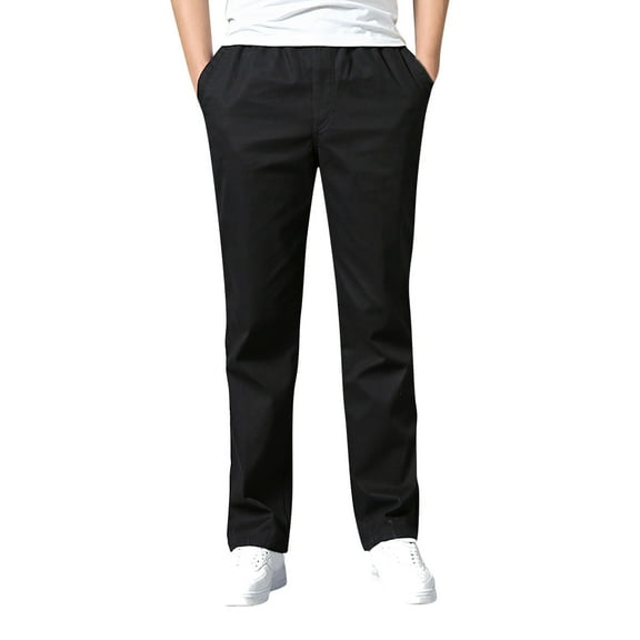 Zshosam Mens Pants Men's Classic-Fit -Resistant Flat-Front Chino Pant(Black,XXXL)