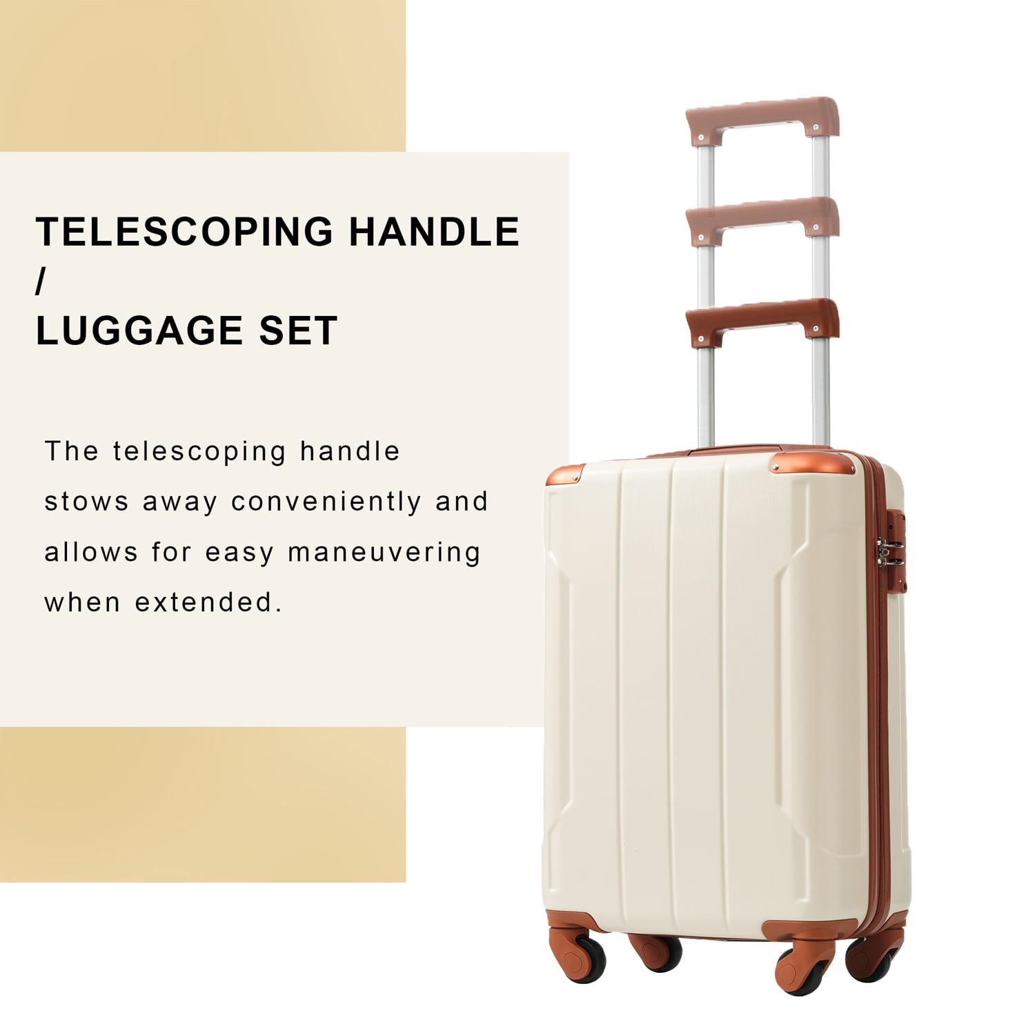 20" ABS Carry-On Luggage with TSA Lock, 360° Spinner Wheels, 3-Level Telescopic Handle, Lightweight Durable Suitcase for Weekend Travel Business Trips