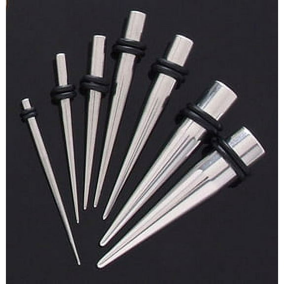 Steel Tapers EAR STRETCHING KIT plug Set 0g-14g ear -8pc set