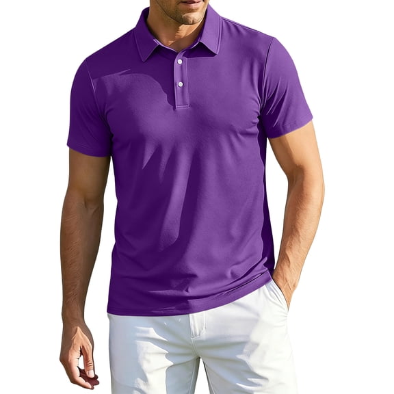 Hearthz Mens Big and Tall Polo Shirts Purple Quick Dry Mens Short Sleeve Shirt Moisture Wicking Athletic Workout Mens Golf Polos