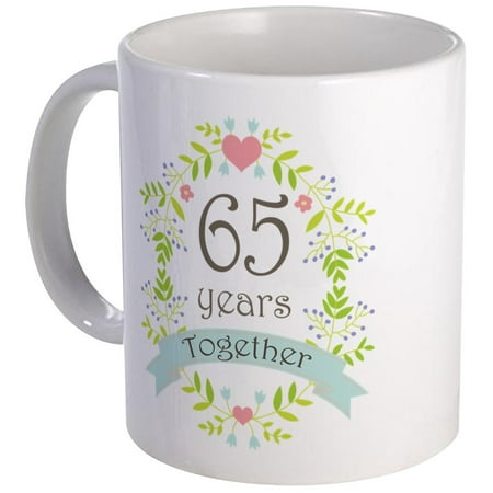 Flowers Coffee Mugs CafePress - 65Th Anniversary Flowers And Hearts Mug - Unique Coffee Mug, Coffee Cup CafePress ()