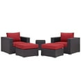 thumbnail image 2 of Modway Convene 5 Piece Outdoor Patio Sectional Set in Espresso Red, 2 of 6