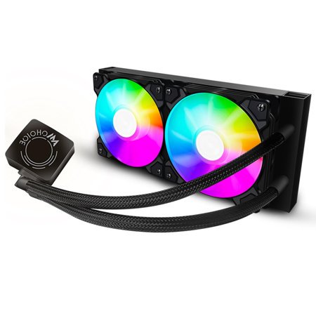 Cpu Liquid Cooler Cpu Water Cooler 240Mm Aio Cpu Cooler Liquid Cpu Cooling Compatible With Amd Intel Lga Rgb - Black