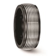 thumbnail image 5 of Diamond2Deal Black Ti and Titanium Polished Grooved Step Edge 9mm Men's Band Size 12, 5 of 6