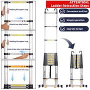 Boweiti Silver 26.5, Aluminum, Straight RV Ladder Telescoping
