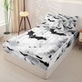thumbnail image 2 of Homewish Watercolor Bat Silhouette Zipper Full Size Comforter Sets with Fitted Sheet and 2 Pillowcases for Kids, Halloween Spooky Animal Zipper Bedding Set, Black Reversible, 4 Pieces, 2 of 6