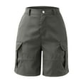 thumbnail image 3 of Womens Shorts Summer Solid Color Pocket Cargo Casual High Waist Hot Outdoor Wear Trousers, 3 of 8