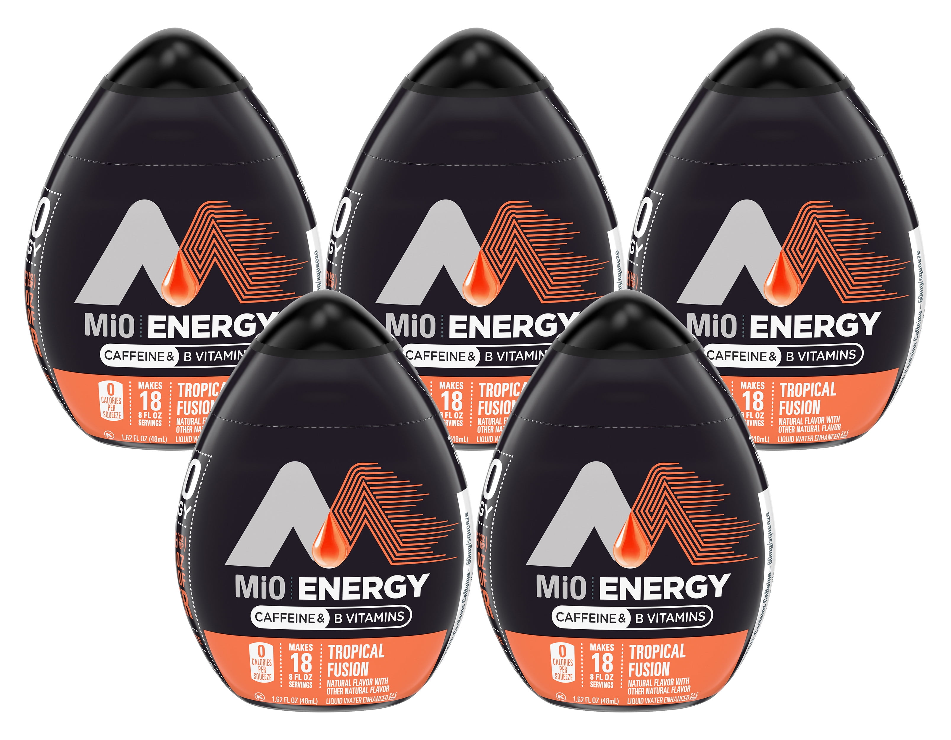 MiO Energy Tropical Fusion Liquid Water Enhancer, Caffeinated, 1.62 fl oz Bottle (Pack-5)