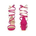 thumbnail image 5 of BLISSFUL STEP Lace Up Contrasting Colors Open Toe Block Heel Sandals for Women, 5 of 6