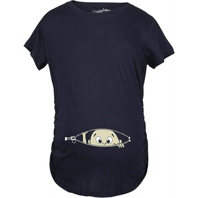 (3x) - Maternity Baby Peeking T Shirt Funny Pregnancy Tee For Expecting Mothers