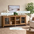 thumbnail image 4 of Walker Edison Modern Window Pane TV Stand/Sideboard with Sliding Doors, Heritage Oak, 4 of 27