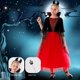 thumbnail image 1 of Baby Girls Halloween Purple Witch Costume Children Cosplay Red Hood Dress Princess Party Cosplay Dress Cape with Pumpkin Bag, 1 of 4