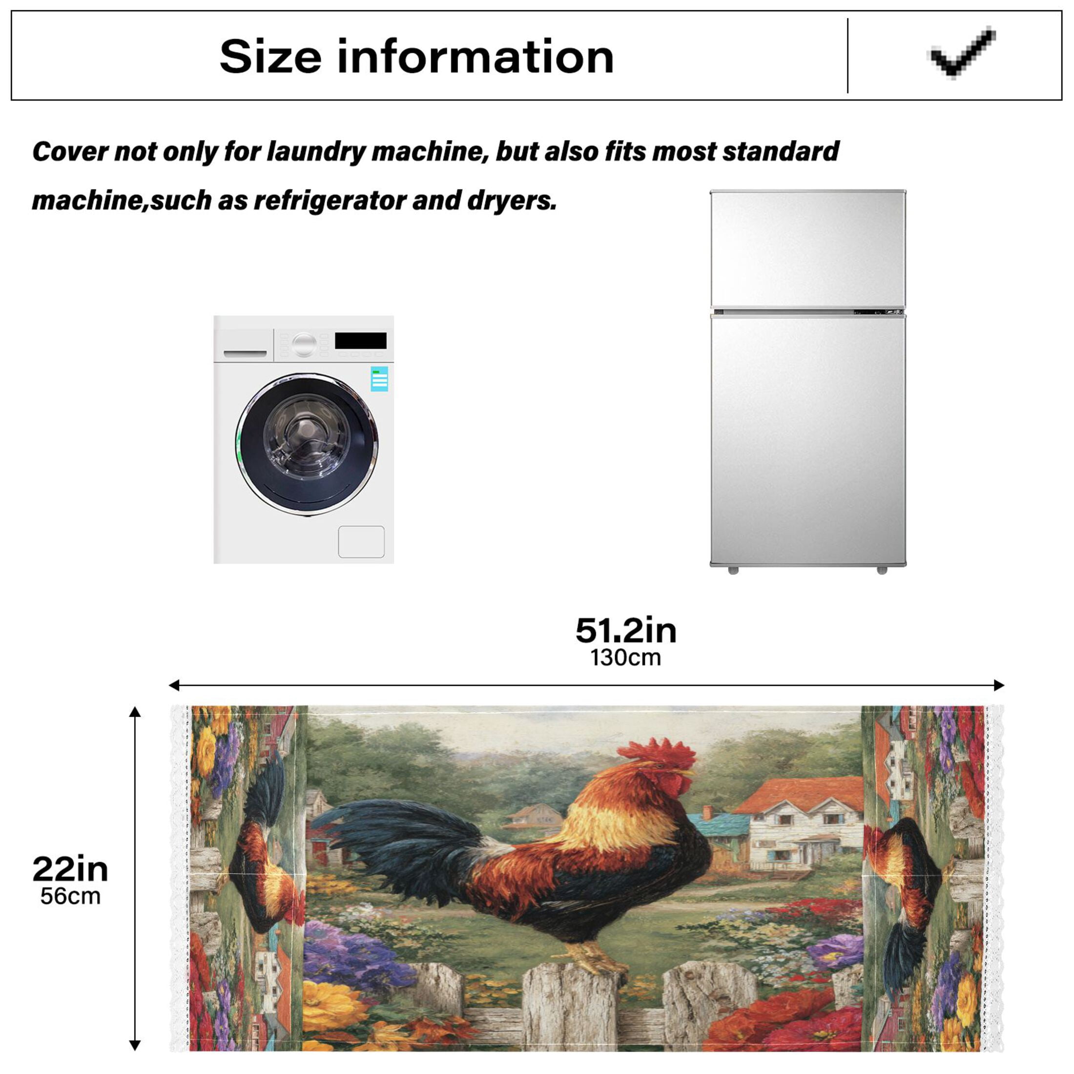 Wobogo Majestic Rooster Washing Machine Cover Dustproof Washer Dryer Cover Waterproof Laundry Room Decorative Protector