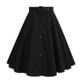 thumbnail image 4 of Daznico Women's A-Line Flared Midi Skirt, Vintage High Waisted Button-Down Swing Skirt with Pockets and Belt,Size S, 4 of 6