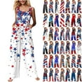 thumbnail image 1 of Wiyuqeen Salopettes en Lin pour Femmes du 4 Juillet Sans Manches à Imprimé d'Étoiles Combinaisons Légères à Bavette Salopettes Décontractées Rouges Blanches et Bleues, 1 of 8