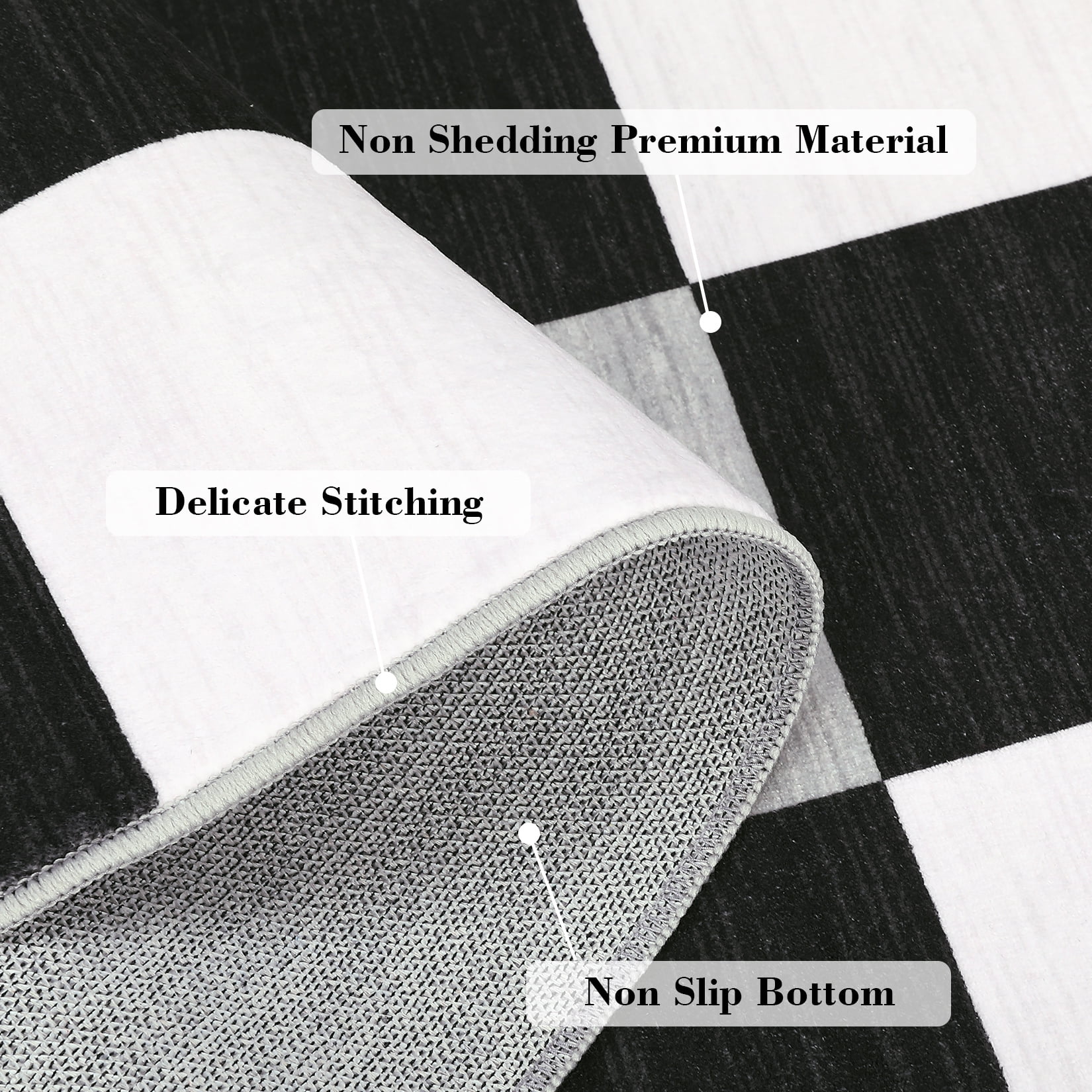 Garvee 9' x 12' Checkered Area Rug Washable Rugs Modern Geometric Rug Indoor Soft Foldable Accent Carpet for Living Room Bedroom, Black