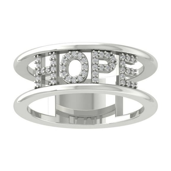 ARAIYA FINE JEWELRY 10K White Gold Round Diamond Band Ring (1/8 cttw, I2-I3 Clarity, I-J Color) Size 5.5