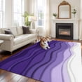 thumbnail image 3 of Abstract Washable Living Room Rugs 6'x9', Purple Gradient Ocean Waves Sandy Beach Low Pile Throw Large Area Rug Non-Slip Sturdy Edge Binding Carpet for Dining Room Kitchen Office, 3 of 9