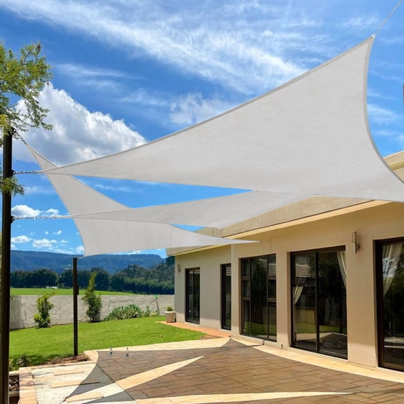 (LK-LTD)-- 12'X12'X12' Light Grey HDPE Sunshade Sail **--( l,;oi)