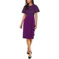 thumbnail image 2 of INSPIRE CHIC Women's Sequin Lace Dress Short Sleeve Bodycon Cocktail Midi Dress M Dark Purple, 2 of 6