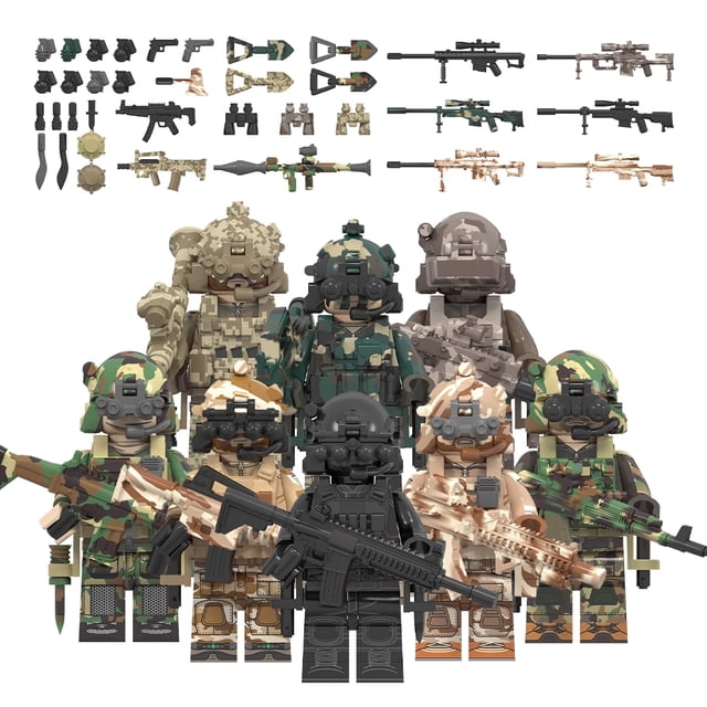 8Pcs Special Forces Building Figures Set - Elite Soldier Minifigures, Collectible ABS Construction Toy Gift