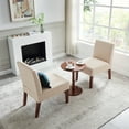 thumbnail image 4 of Zechuan 3 Pics Dining Table Set with Round Table and 2 Upholstered Chairs for Small Spaces, Beige, 4 of 10