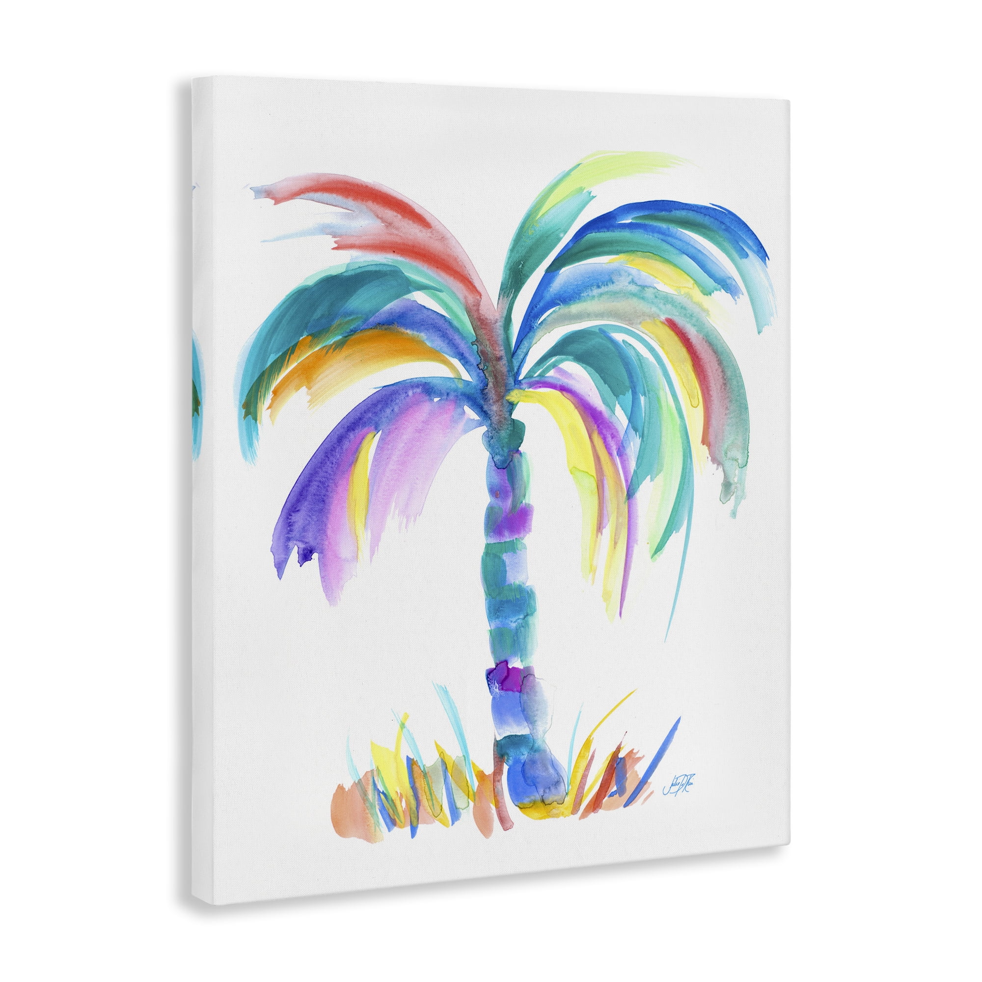 Stupell Industries Brushed Palm Tree Botanical & Floral Painting Gallery Wrapped Canvas Art Print Wall Art, 16 x 20