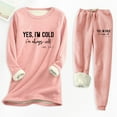 thumbnail image 3 of sususu Fall Outfits for Women,Fashion Clothing Women's Winter Thermal Trousers Suit Lined Printed Pants Set For Cold Weather Comfort And Warmth - Pink, 3 of 3