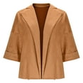 thumbnail image 4 of jtjvou Women's 3/4 Sleeve Cropped Cardigan Casual Faux Suede Lapel Open Front Coats Loose Solid Color Cardigans for Women Trendy Orange XXXXXL, 4 of 6