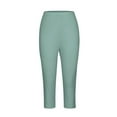 thumbnail image 5 of vigerkar Womens Capris for Summer Legging High Waist Knee Length Pants Solid Soft Yoga Pants Mint Green, L, 5 of 6