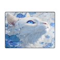 thumbnail image 2 of Area Rug Indoor 80"x58"in Non-Slip Wear Resistant Floor Mats Soft Large Carpets for Living Room Bedroom Home Decor Blue Eyes White Cat, 2 of 7