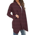 thumbnail image 5 of Plus Size Open Front Cardigans for Women Lightweight Striped Casual Fall Cardigan Tops S-5X Loose Comfy Outerwear (S, red), 5 of 6