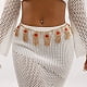 Alloy Cubic Zirconia Flower Tassel Bell Chain Belts for Women Golden Orange Red 1030mm