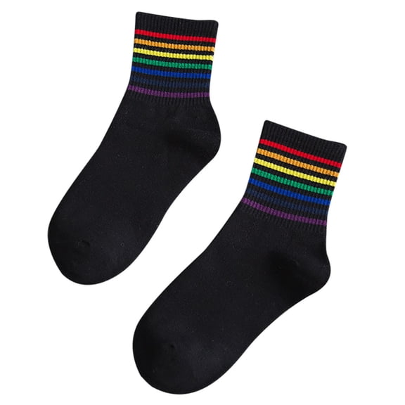Winter Unisex Rainbow Socks LGBT Athletic Novelty Ankle Striped Crew Sock for Men and Women Fashion Warm Chrismas 1 Pairs
