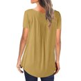 thumbnail image 6 of up to 60% off Gifts Usmixi Shirts for Women Casual Button up Pleated Swing Henley Shirts Tunic Tops Summer Trendy Solid Short Sleeve Round Neck Ladies Blouses Khaki XXL, 6 of 6