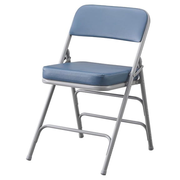 Folding Chairs Ultra Thick Padded Foldable Chair Indoor Comfortable Metal Chairs with Super Soft Cushion-Blue