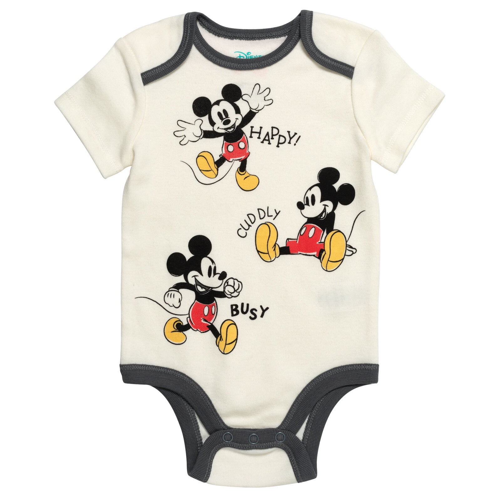Disney Mickey Mouse Baby Boys' 5-Pack One Piece Bodysuits Mickey Red Yellow Grey
