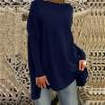 thumbnail image 1 of Hauts à Manches Longues pour Femmes Mode Solide Base Décontractée Pull-Over Manches Longues Tops, 1 of 6