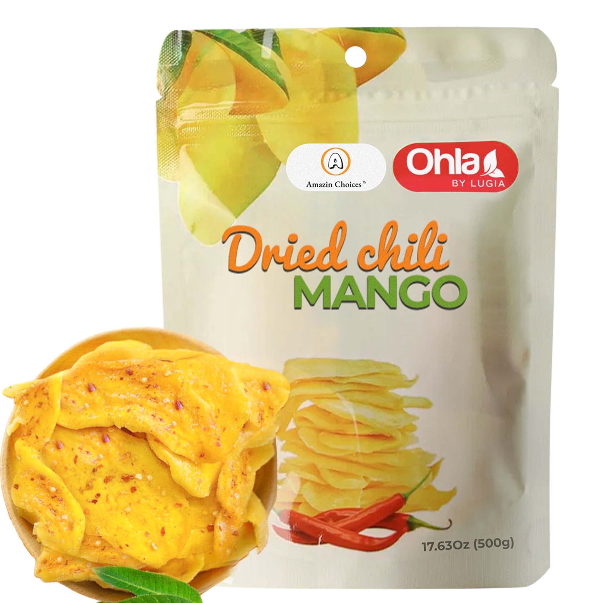(3 pack) Amazin Choices Soft Dried Chili Mango Slices, Gluten Free, Vegan, 17.64 oz